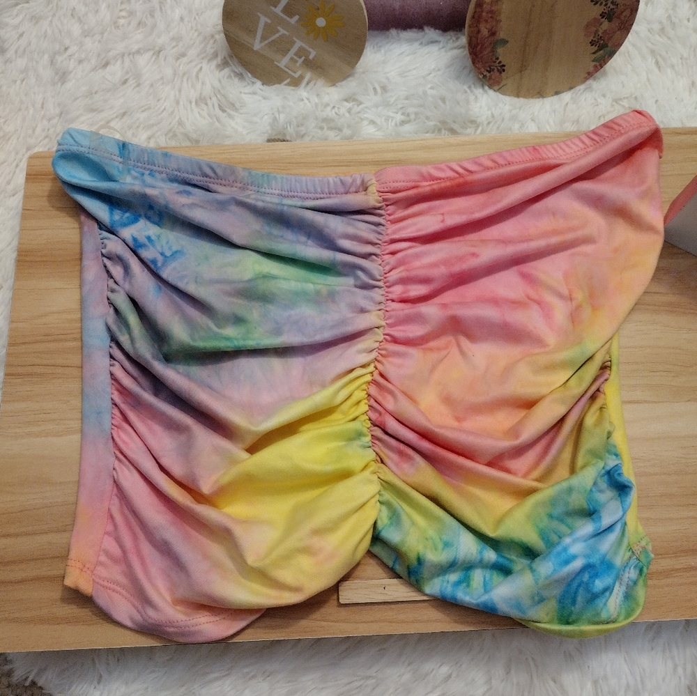 Heart & Hips Tie-dye Cropped Tube Top Small NWOT